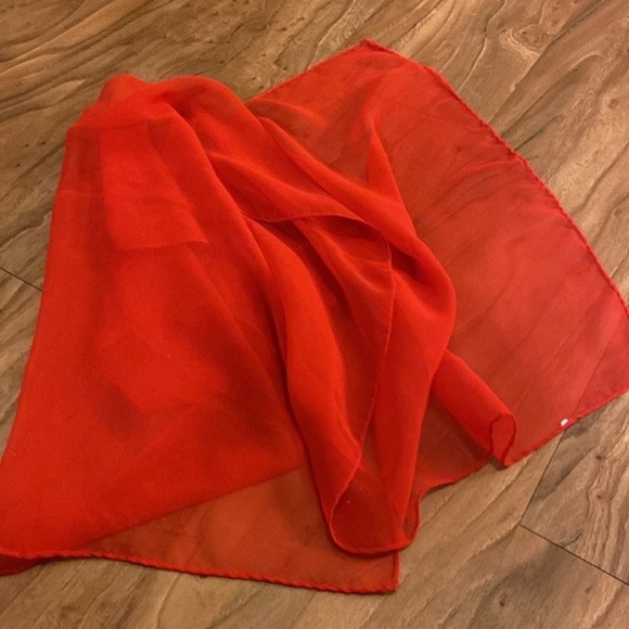 Accessories - Brilliant Ruby Red Silk Chiffon Scarf